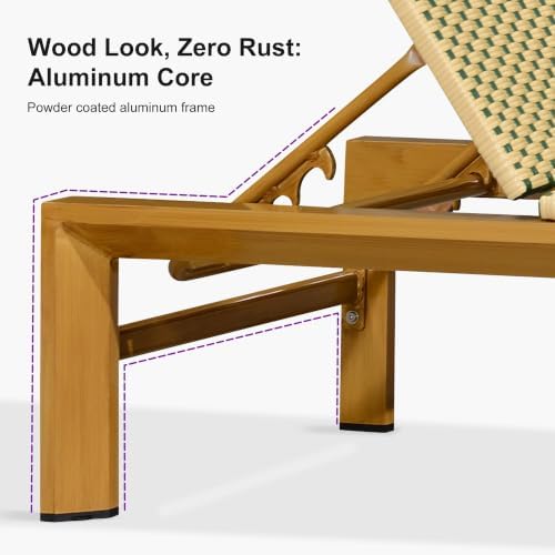 PURPLE LEAF Extra Wide Patio Lounge Chair Resort Wicker Set of 2, Green | Dur...