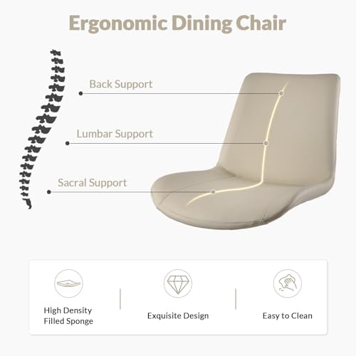 Dining Chairs, Modern PU Leather Dining Room Chair with Sturdy Metal Legs, Up...
