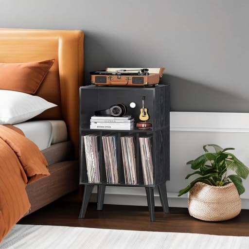 Lerliuo Record Player Stand, Black Turntable Stand Holds up to 160 Albums | M...