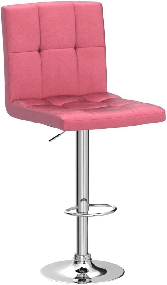 Yaheetech Pink Bar Stools Set of 2, Adjustable Velvet Barstools, Modern Count...