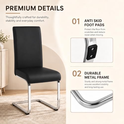 Yaheetech Dining Chairs Set of 6 High Back Modern Kitchen Chairs Black