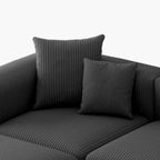 Acanva Convertible Modular Sectional Sofa with Movable Ottomans, Free Combination Corduroy Couch for Living Room Apartments, U-Shaped, Black