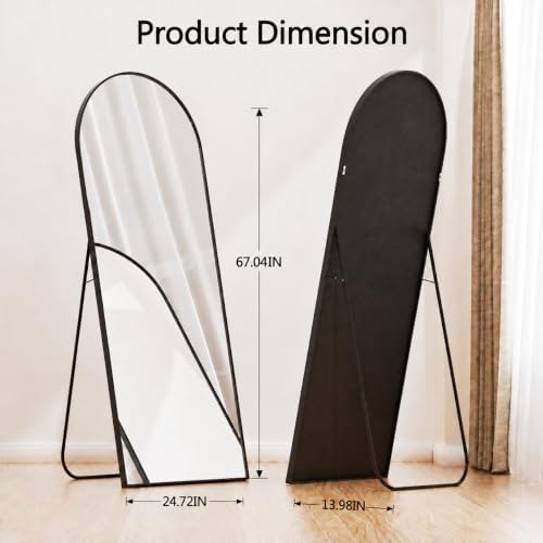 Simple Deluxe 71"x26" Arched Full Length Mirror with Stand, Full Bo...