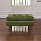 Poly and Bark Napa Velvet Ottoman in Distressed Green
