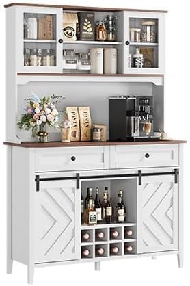 Garvee 72 in Farmhosue Bar Cabinet with Sliding Barn Door
