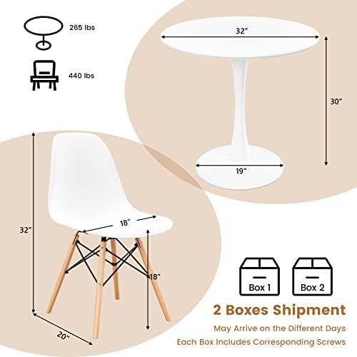GIANTEX Round Dining Table Set for 2, 32" Kitchen Table and Chairs with ...