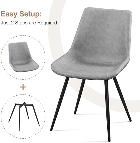 Yaheetech Dining Chairs Set of 6 Mid Century Modern Kitchen Chairs Gray