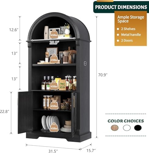 Vlsrka Kitchen Pantry Storage Cabinets with Adjustable Shelves, 71" Tall...