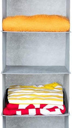 MAX Houser 6 Tier Shelf Hanging Closet Organizer, Closet Hanging Shelf with 2 Sturdy Hooks for Storage,2 Pack, Foldable (Light Grey)