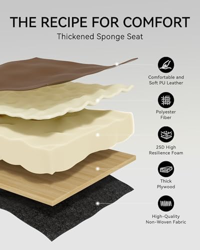 Susalt Upholstered Faux Leather Dining Chairs Set of 6, Brown