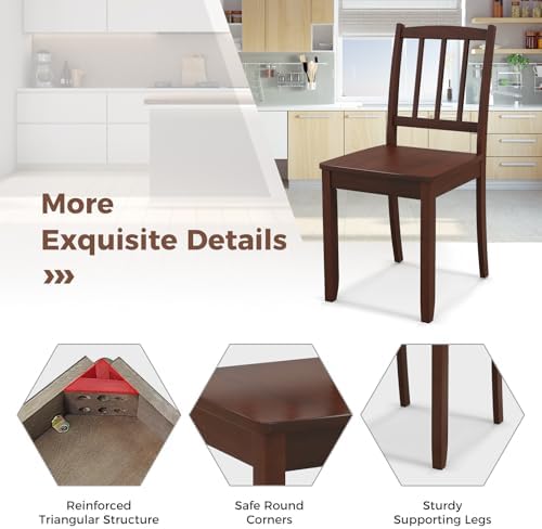 GIANTEX Farmhouse Dining Chairs Set of 4, Wood Kitchen Chair w/Ladder Back