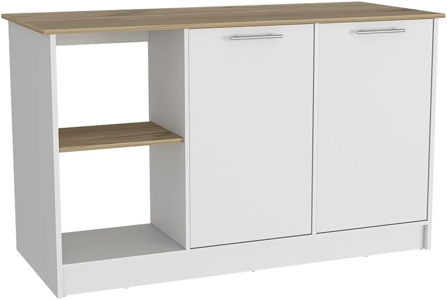 Kitchen Island with Four Open Shelves and Two Cabinets | Multicolor design wi...
