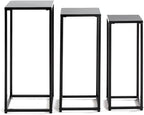 HAKU Möbel Flower column set of 3, metal, black, W 22 x D 22 x H 61 cm/W 26 x D 26 x H 66 cm/W 30 x D 30 x H 71 cm