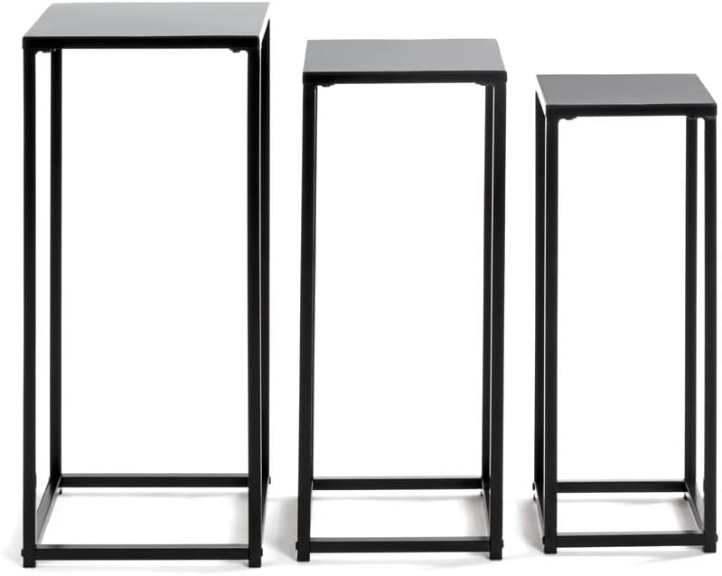HAKU Möbel Flower column set of 3, metal, black, W 22 x D 22 x H 61 cm/W 26 x D 26 x H 66 cm/W 30 x D 30 x H 71 cm