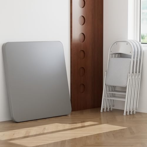VECELO 5 Piece Folding Card Table Square and Chairs Set, Collapsible Legs &am...