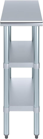 AmGood Stainless Steel Work Table with 2 Shelves | NSF | Metal Utility Table (12" Long x 24" Deep)