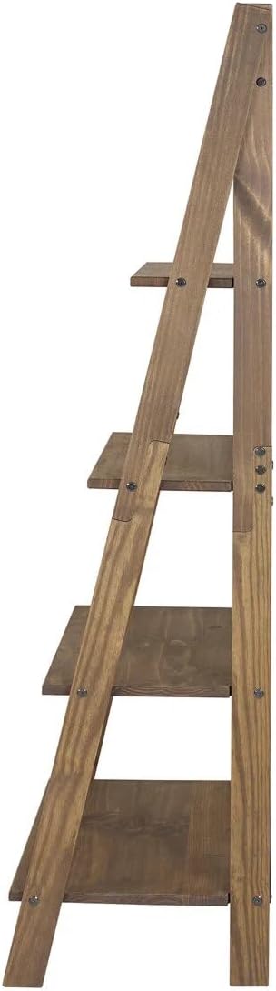68" H x 35" W 4-Tier Solid Wood Ladder Bookshelf