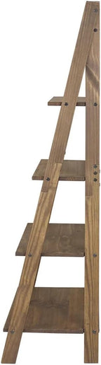 68" H x 35" W 4-Tier Solid Wood Ladder Bookshelf