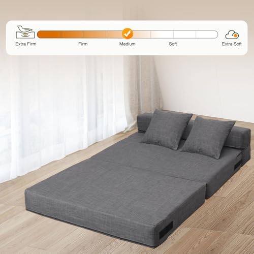 Nigoone Queen Size Folding Sofa Couch Memory Foam with 2 Pillows Sleeper Chai...