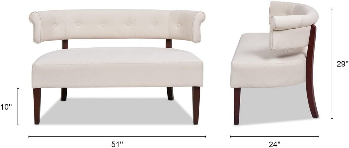 Jennifer Taylor Home Jared Roll Arm Tufted Bench Settee with Back