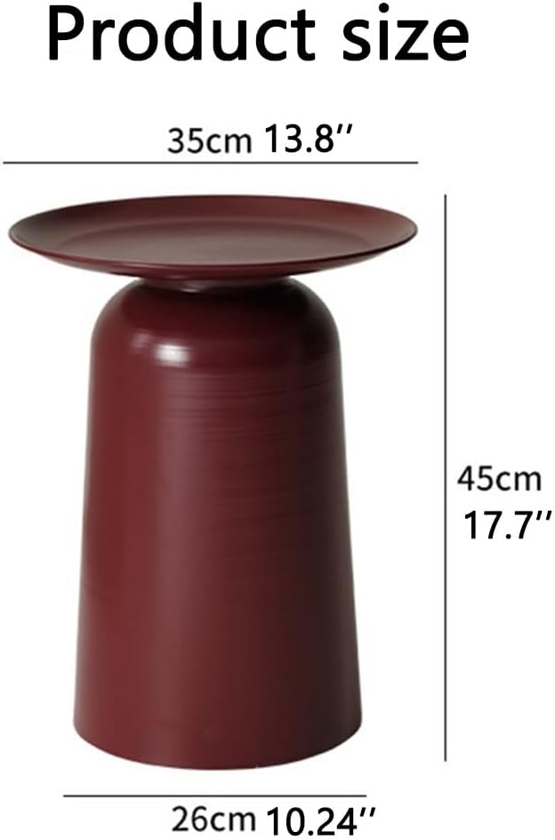 Metal Small Round Side Table, Retro Thick Pedestal Matte Accent Table, Modern...