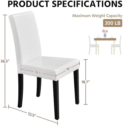 Yaheetech Dining Chairs Set of 2 Upholstered Kitchen Chairs White