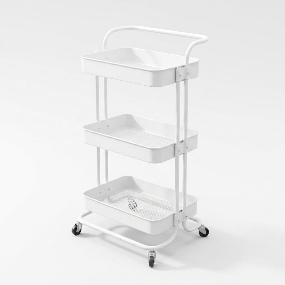 3 Tier Rolling Cart with Wheels, Metal Utility Cart Organizer with Handle for...
