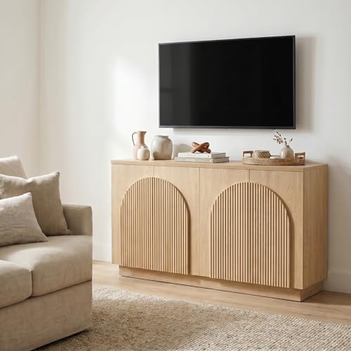 Yechen 55" Fluted Sideboard Buffet Cabinet with Storage, Credenza, Natural