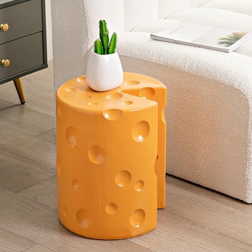 Cheese Shaped Resin Footrest Stool, Cartoon Accent Seat for Bedroom Decor, Li...