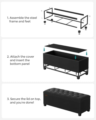 SONGMICS Storage Ottoman Bench, Foot Rest with Legs, Load up to 661.4 lb