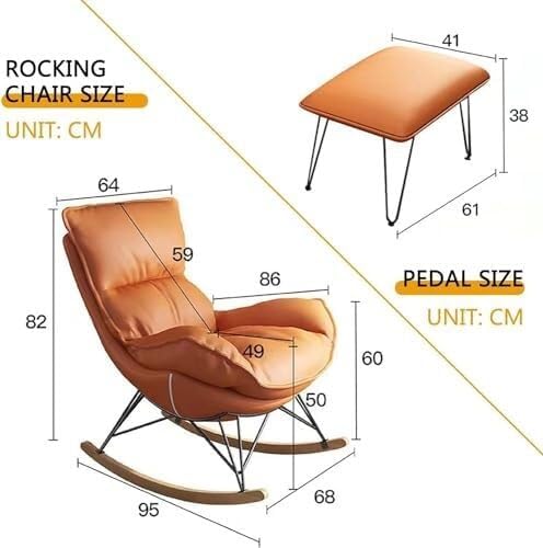 Rocking Chair with High Rest and Footstool, Reclining Glider Chair for Living...
