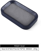 Ring Display Tray, Leather Earring Organizer,Luxury Key Tray,Premium Decorative Tray,Blue-Grey Jewelry Dish