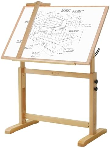 conda Wood Drafting Table - Adjustable Height, 35.5"x23.5" Plan Tab...