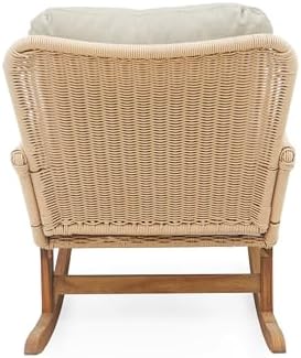 Christopher Knight Home Nadine Patio Rocking Chair, Wicker Rocker, Wood Leg R...