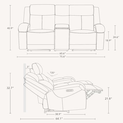 Watson & Whitely Genuine Leather Power Recliner Sofa & Loveseat Set, ...