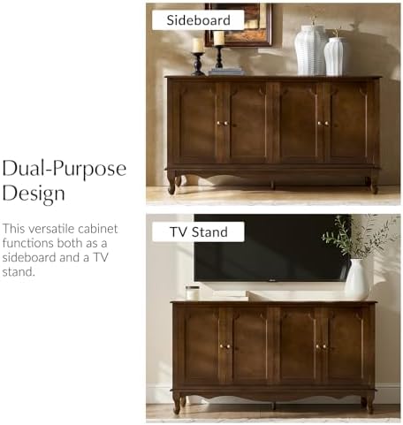 HULALA HOME Sideboard Buffet Cabinet with Storage, 58" Kitchen Farmhouse...