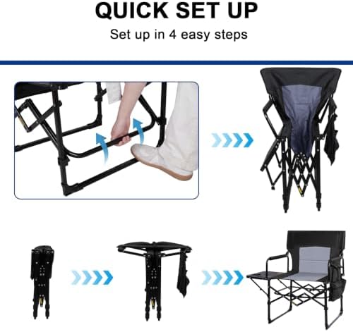 Romswi 2 Pack Folding Director Chair for Outdoor, Heavy Duty Camping Chair wi...