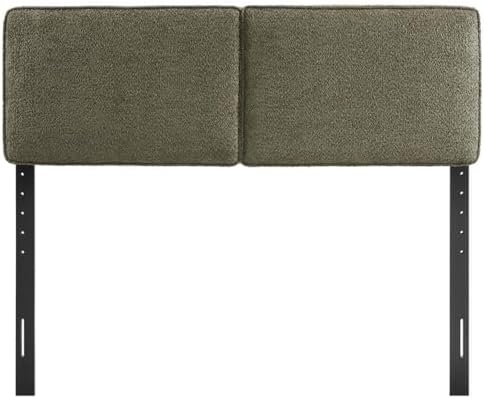 Pemberly Row Queen Headboard, Boucle Fabric Upholstery, Sage Green, Pillow-St...