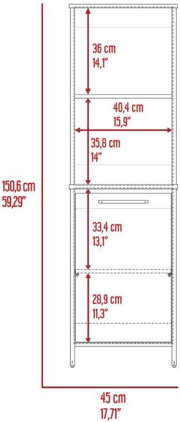 23.6" D*17.71" W*59.29" H Freestanding Storage Cabinet with 2 Shelves, Single Door, Rectangular Kitchen Pantry, Modern Minimalist, for Living Room, Dining Room, White