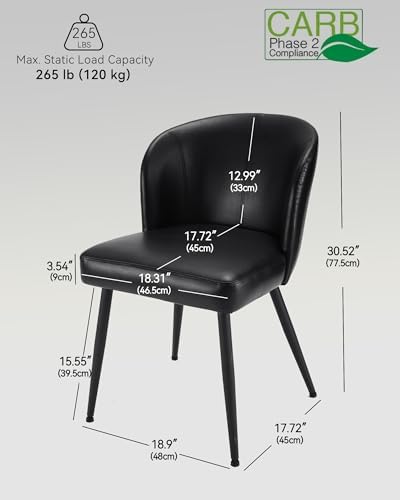 Susalt Upholstered Faux Leather Dining Chairs Set of 4, Black