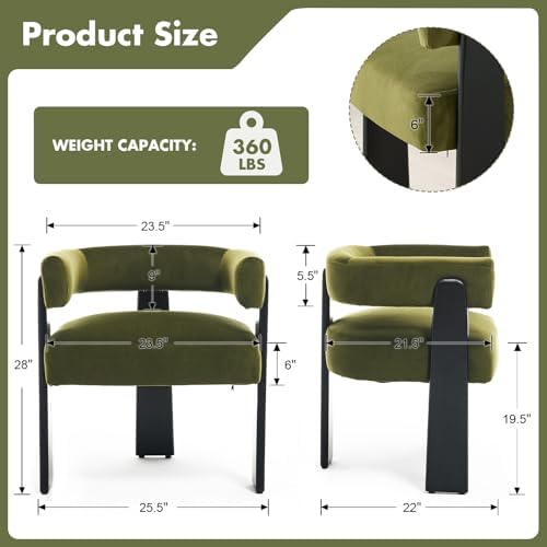 Hyfirm Modern Dining Chairs Set of 6, Upholstered Velvet Barrel Accent Chairs...