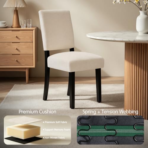 CHUN YI Dining Chairs Set of 4, Upholstered Dining Room Chairs, Modern Farmho...