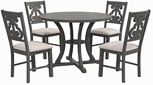 Harper & Bright Designs 5-Piece Round Dining Table and Chair Set, Round D...