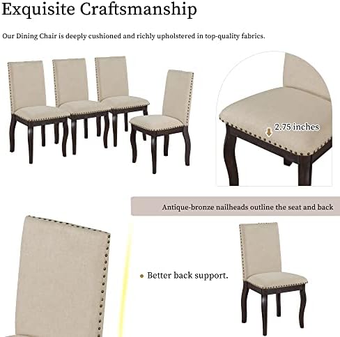 Harper & Bright Designs Round Kitchen Dining Table Set for 4, 5 Piece Far...