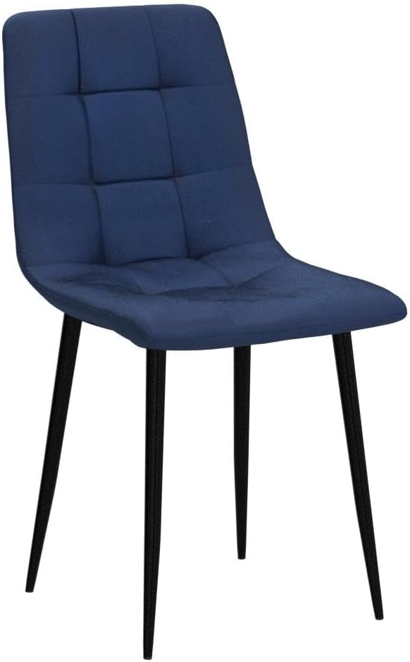 NORDICANA Navy Blue Velvet Dining Chairs Set of 4, Upholstered Tufted Kitchen Chairs, Comfortable Seat, Metal Leg, Easy Assembly