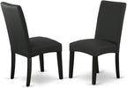 East West Furniture X696DR124-6 6 Piece Dining Set Contains a Rectangle Dining Room Table with X-Legs and 4 Black Color Linen Fabric Parson Chairs with a Bench, 36x60 Inch, Multi-Color