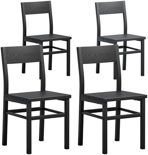 MECHYIN Black Dining Chairs Set of 4, Upgrade Farmhouse Kitchen Room Chair