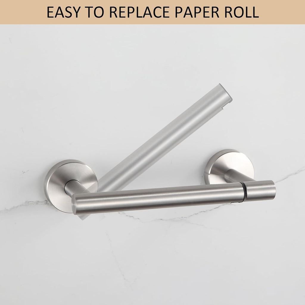 BGL Toilet Paper Holder Brushed Nickel Wall Mount, Brush Nickel Bathroom Toilet Paper Holder Brushed Nickel SUS 304 Stainless Steel, Double Post Pivoting Toilet Paper Roll Holder for Bathroom RV