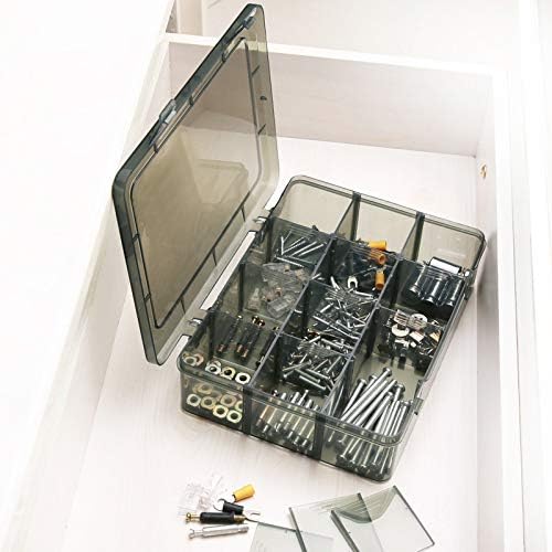 2 Pack Plastic Storage Organizer Box, Storage Container, Jewelry Organizer, Parts Storage Box with Dividers for Crafts, Beads, Buttons, Ornaments, Metal Parts, and More (12 Grids 2 Pack)