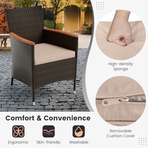 Tangkula 7 Pieces Outdoor Wicker Dining Set, Patio Dining Furniture Set with ...